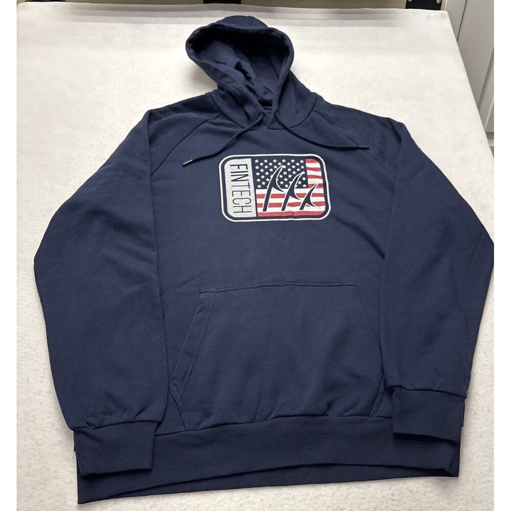 FINTECH Performance Fishing Long Sleeve Hoodie Blue XL UPF Sun Shirt Deep Sea